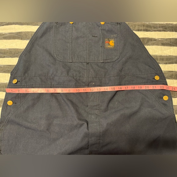 Carhartt FR Mens Navy Pockets Construction Work Bib Overalls Size 46/29 - Picture 10 of 10